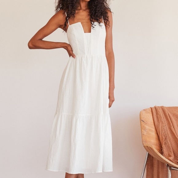 Lulus Simplicity And Sweetness White Sleeveless Tiered Midi Dress - Size XXL - Picture 1 of 1